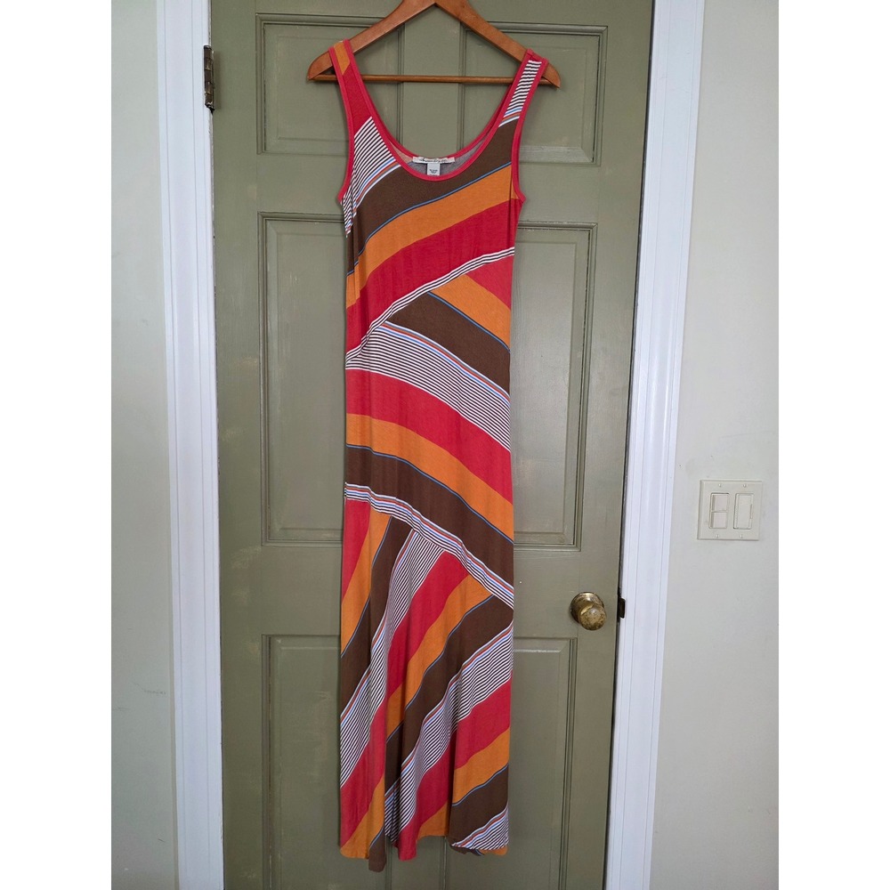 American Rag Cie Womens Multi Color Striped Sleeveless Maxi Dress Pink Orange S